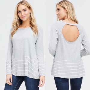 Gray open back tee